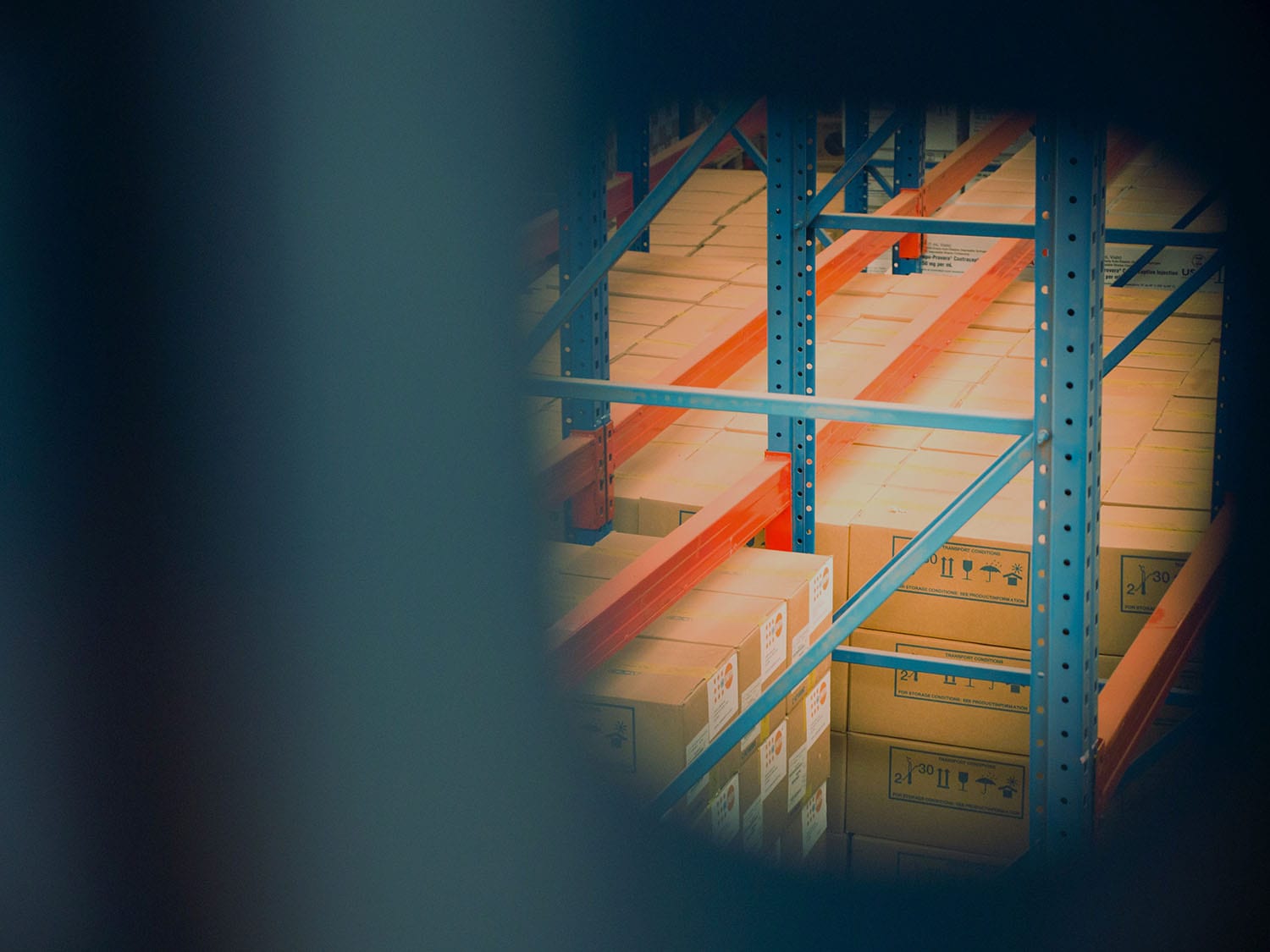 boxes stacked in a warehouse