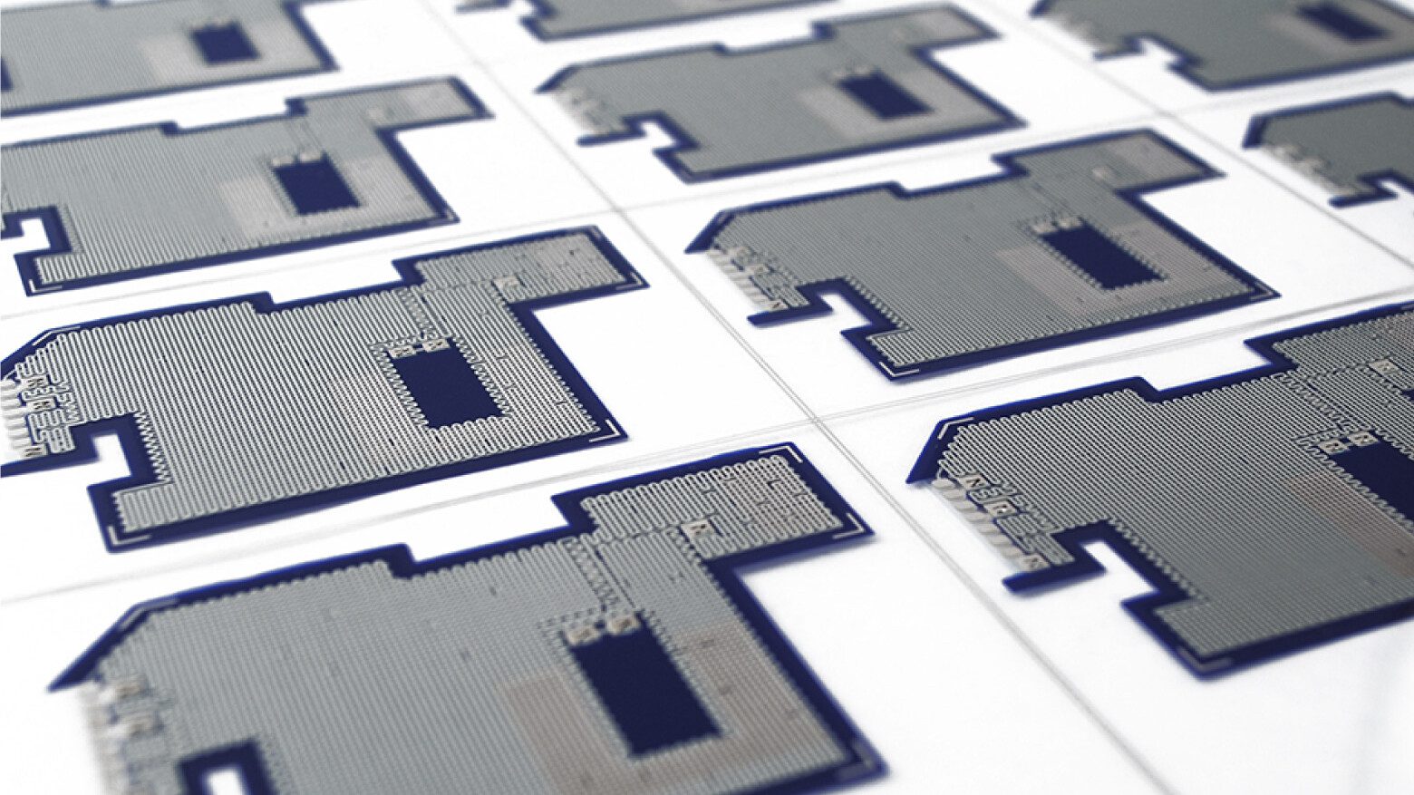 samples of specialty circuitry printed flat on white backgrounds