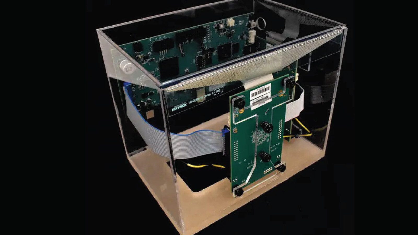 a transparent box displaying Flex Edge technology by Xymox