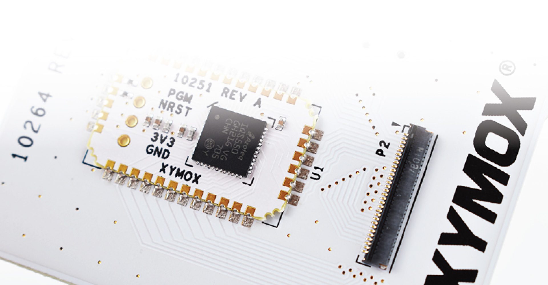 a closeup of Xymox branded circuitry related to capacitive touch technology