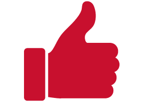 red icon of a thumbs up