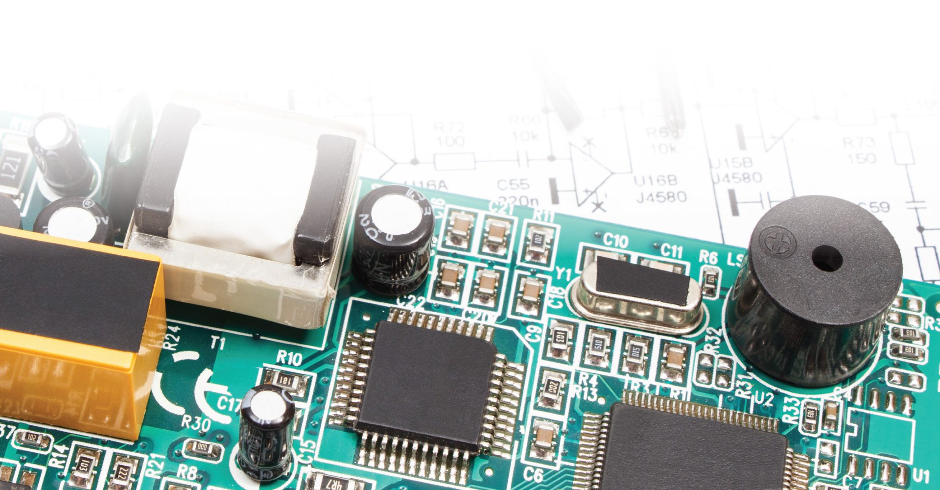 closeup of embedded control unit (ECU) circuitry board