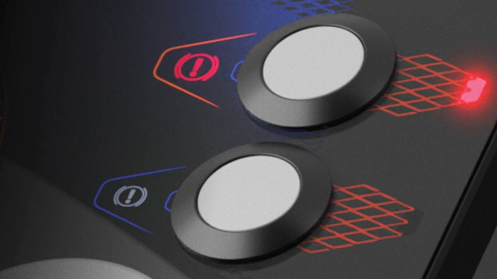 closeup of a FLEXSCAPE device's gray push buttons