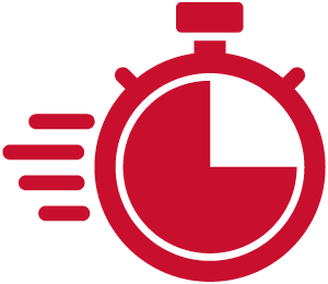 red icon of a stop watch