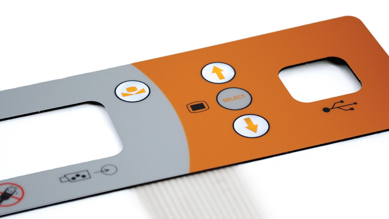 a gray and orange backlighting faceplate