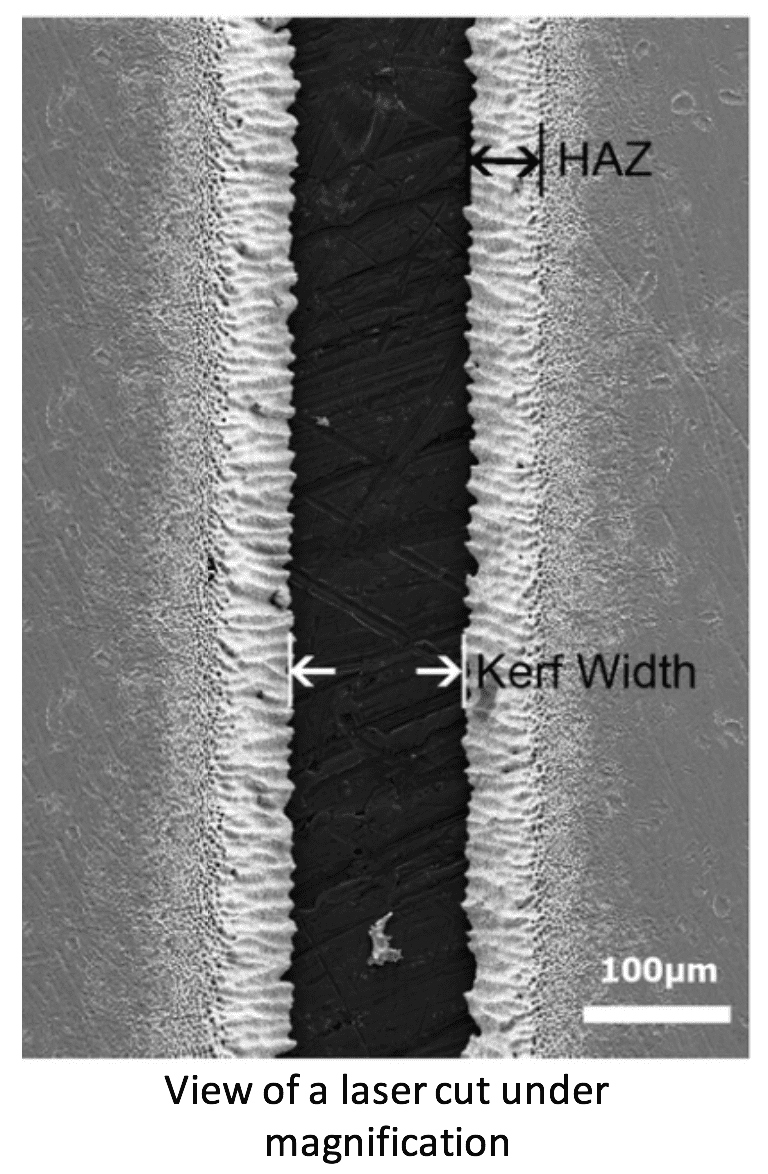 Xymox - View of a laser cut under magnification