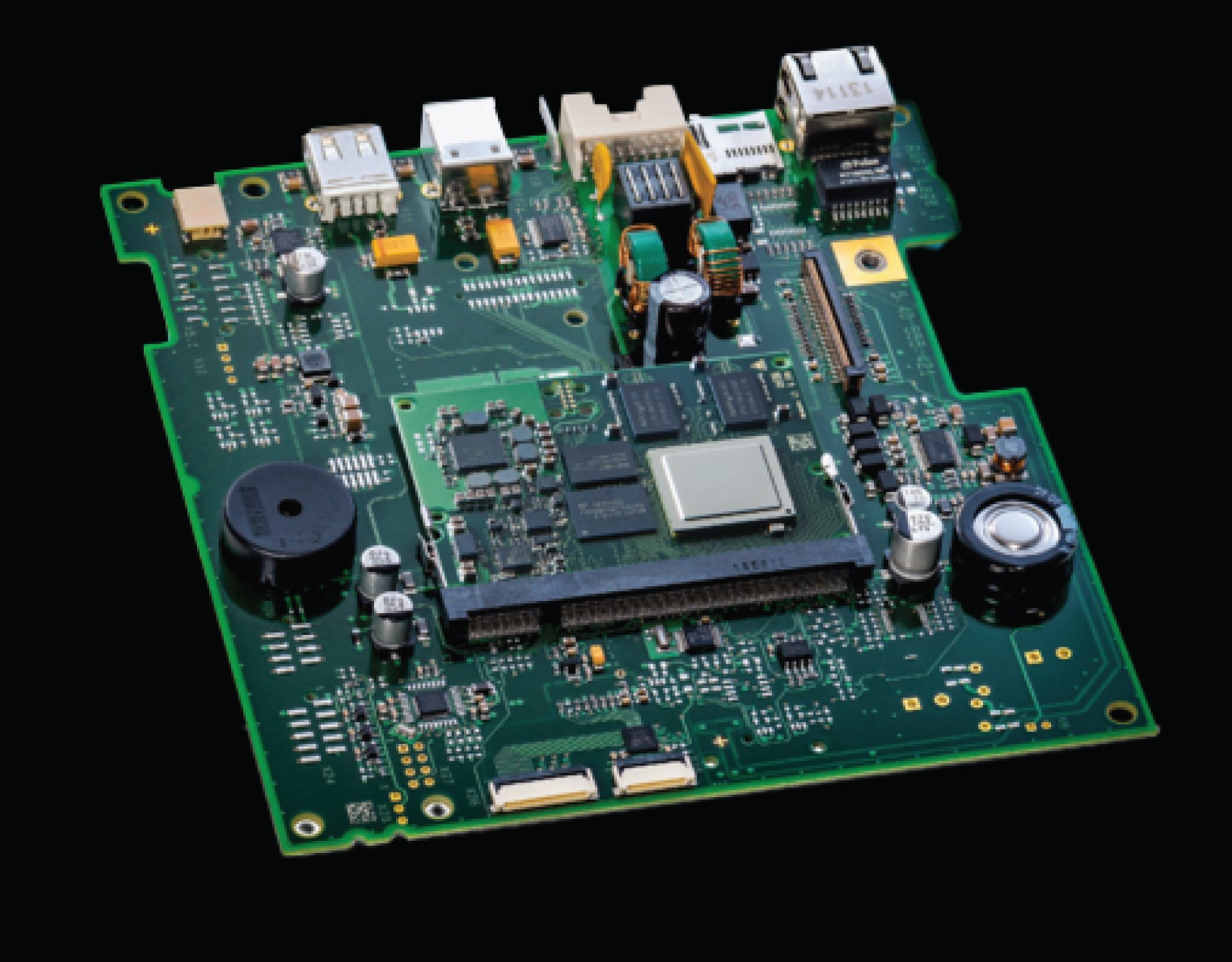 a green ECU circuitry board